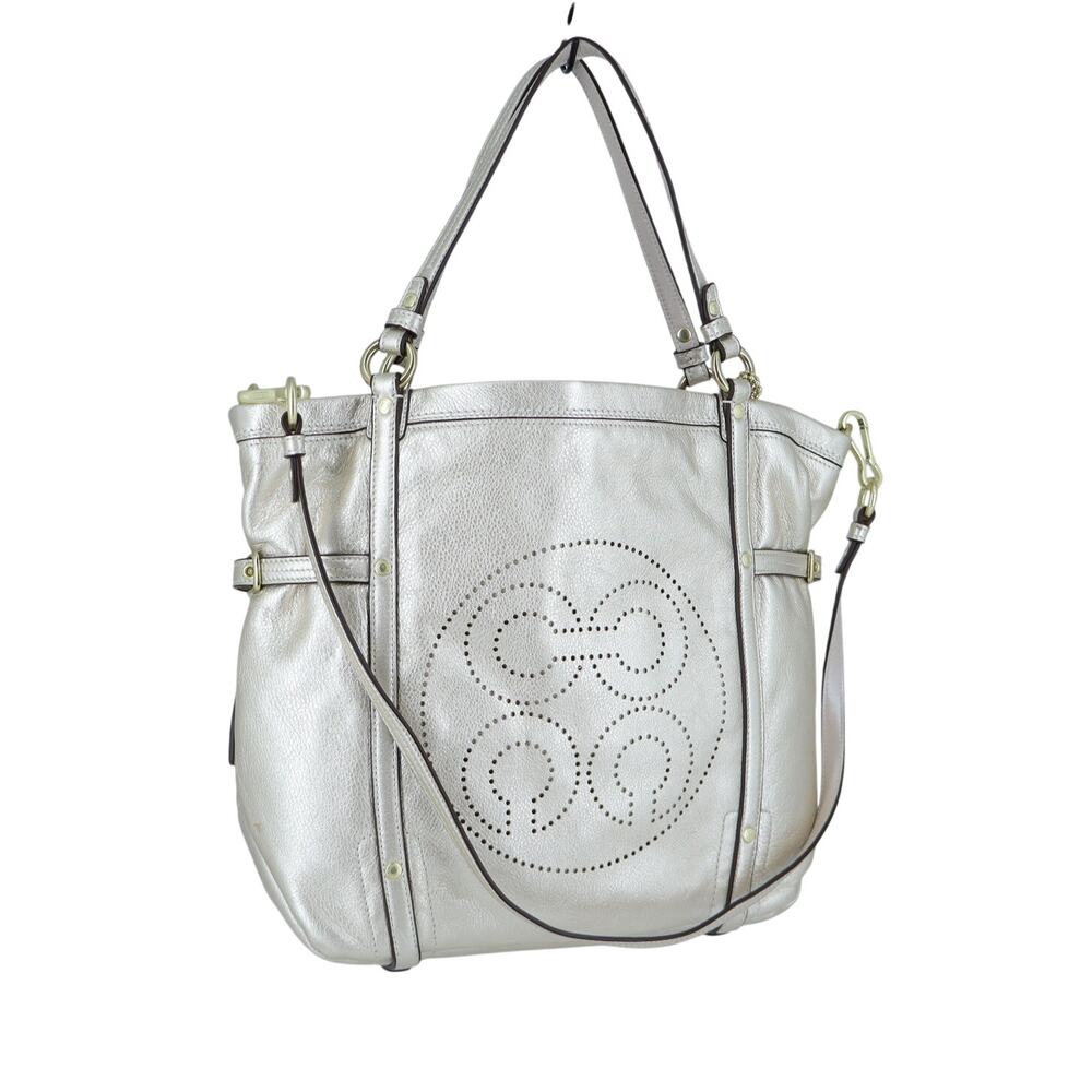 Coach Audrey Tote Bag Metallic Gold Leather Convertible Crossbody Bag